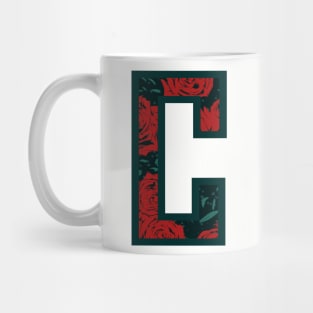 Modern Rose Floral Initial Name Alphabet - Letter C Mug